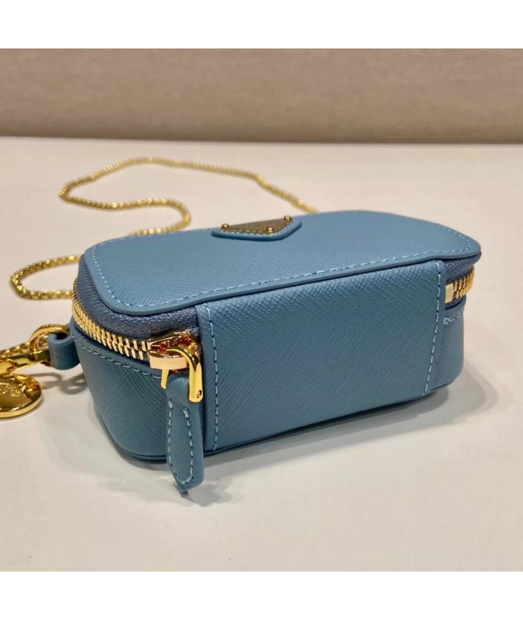 PRADA Голубая кожаная сумка через плечо, фото 3
