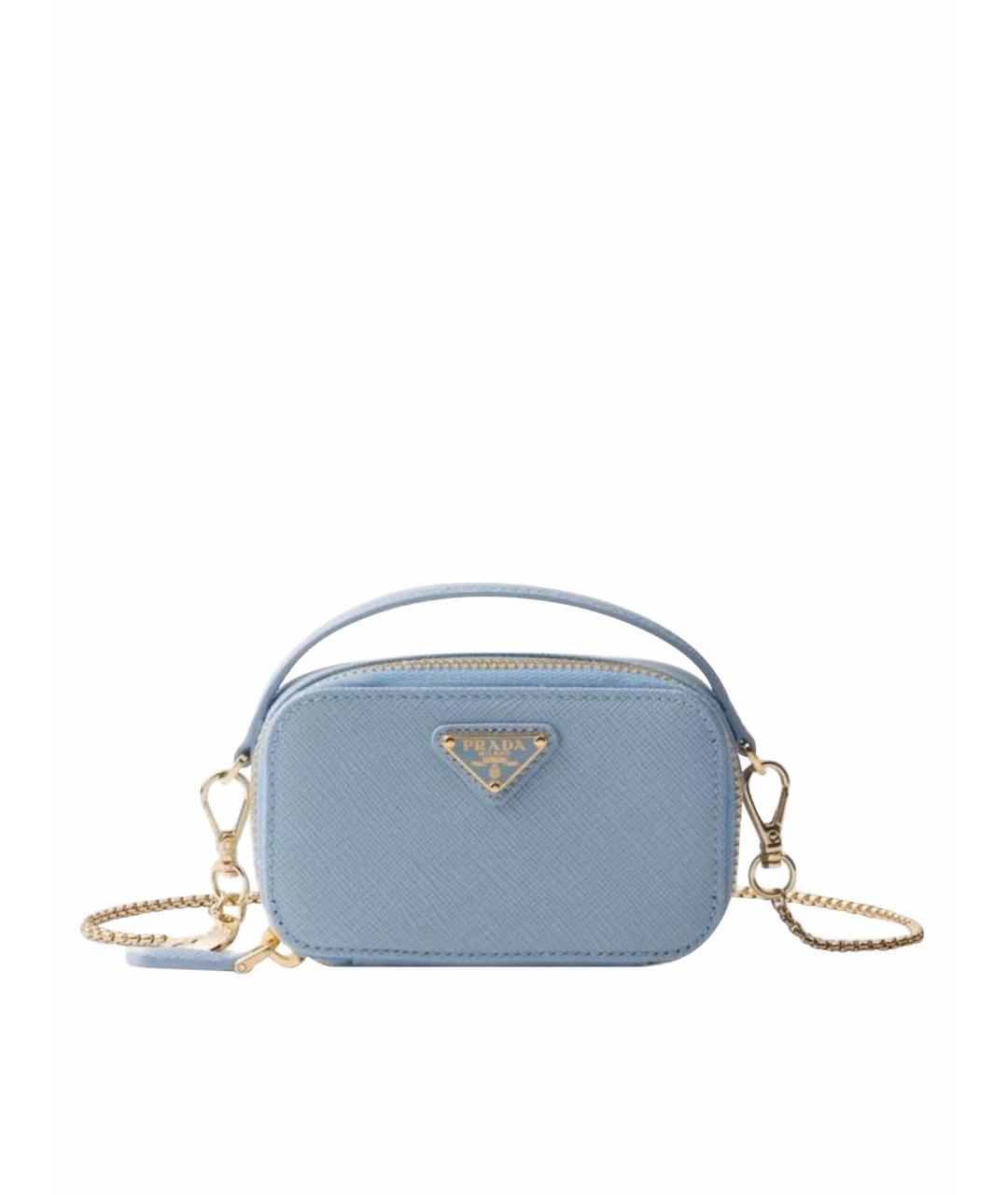 PRADA Голубая кожаная сумка через плечо, фото 1