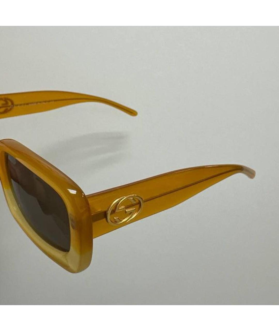 GUCCI Оранжевое пластиковые солнцезащитные очки, фото 4