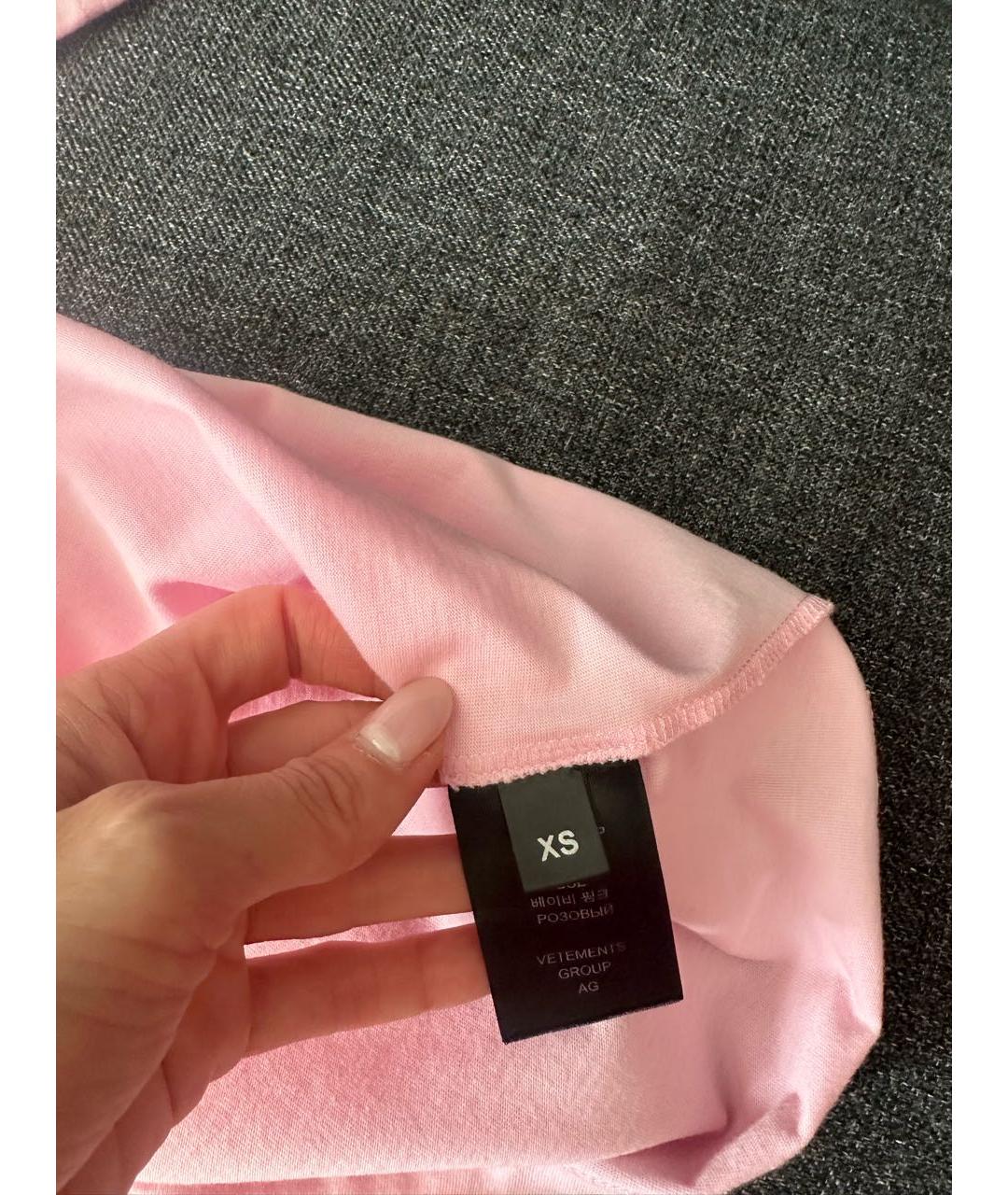 VETEMENTS Розовая хлопковая футболка, фото 5