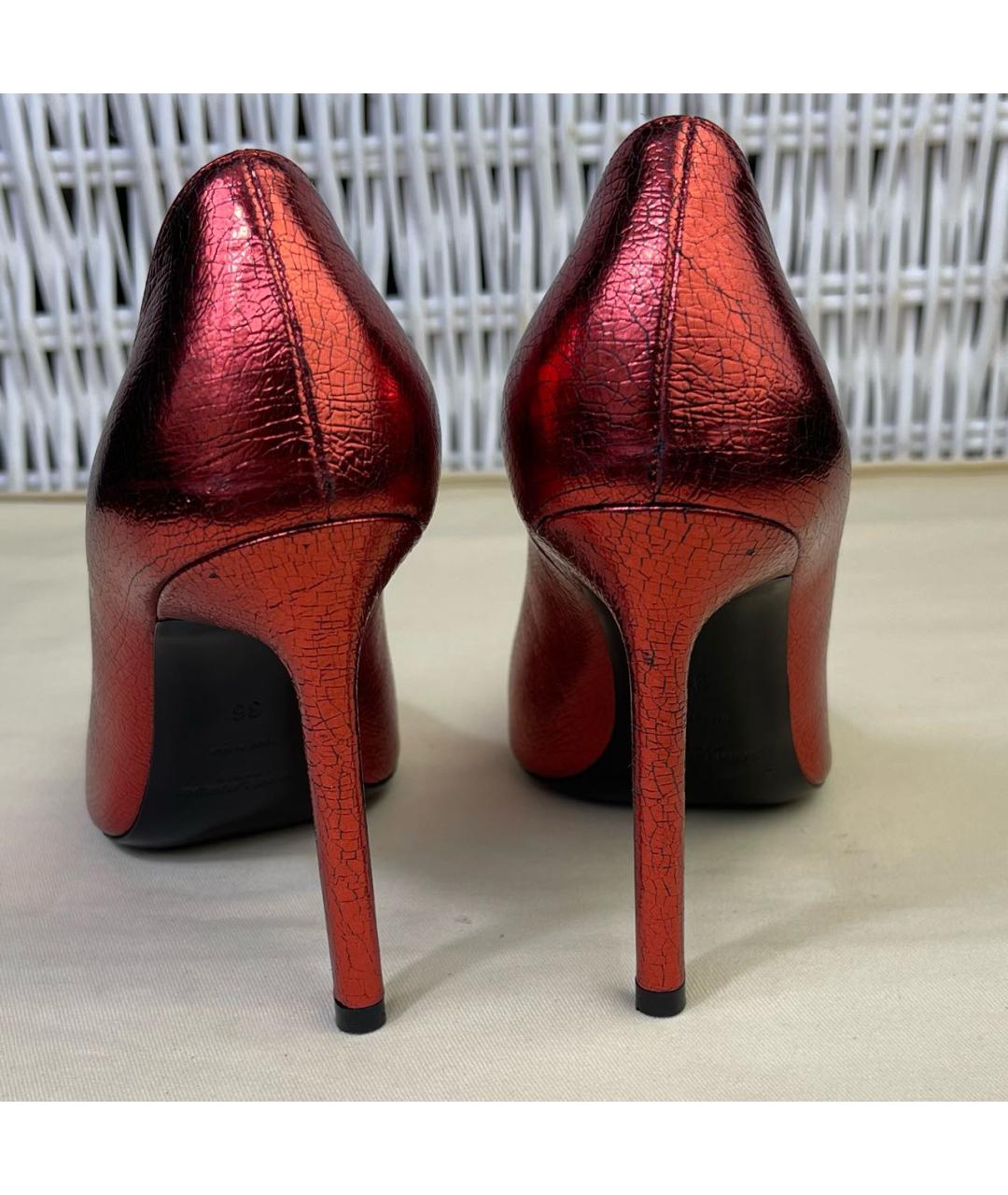 SAINT LAURENT Красные кожаные туфли, фото 4