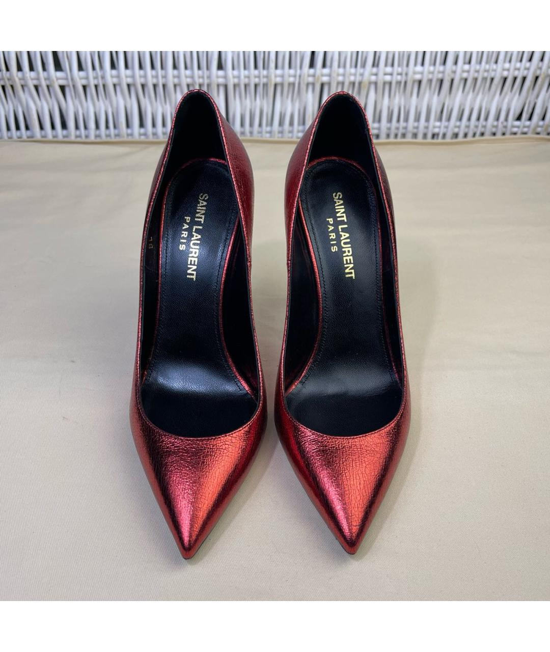 SAINT LAURENT Красные кожаные туфли, фото 2