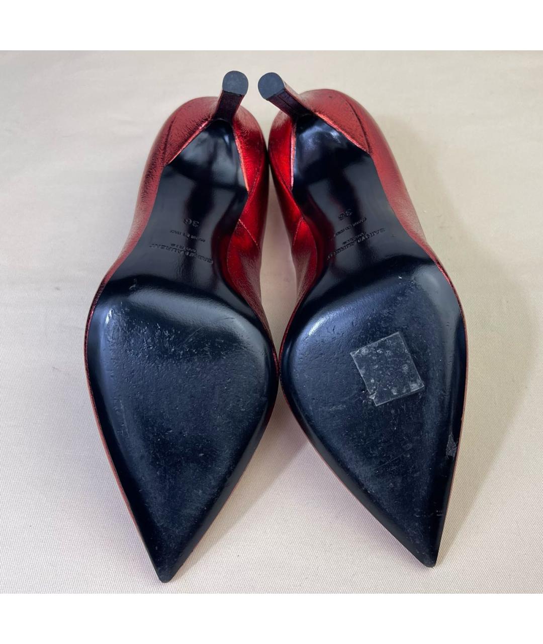 SAINT LAURENT Красные кожаные туфли, фото 5