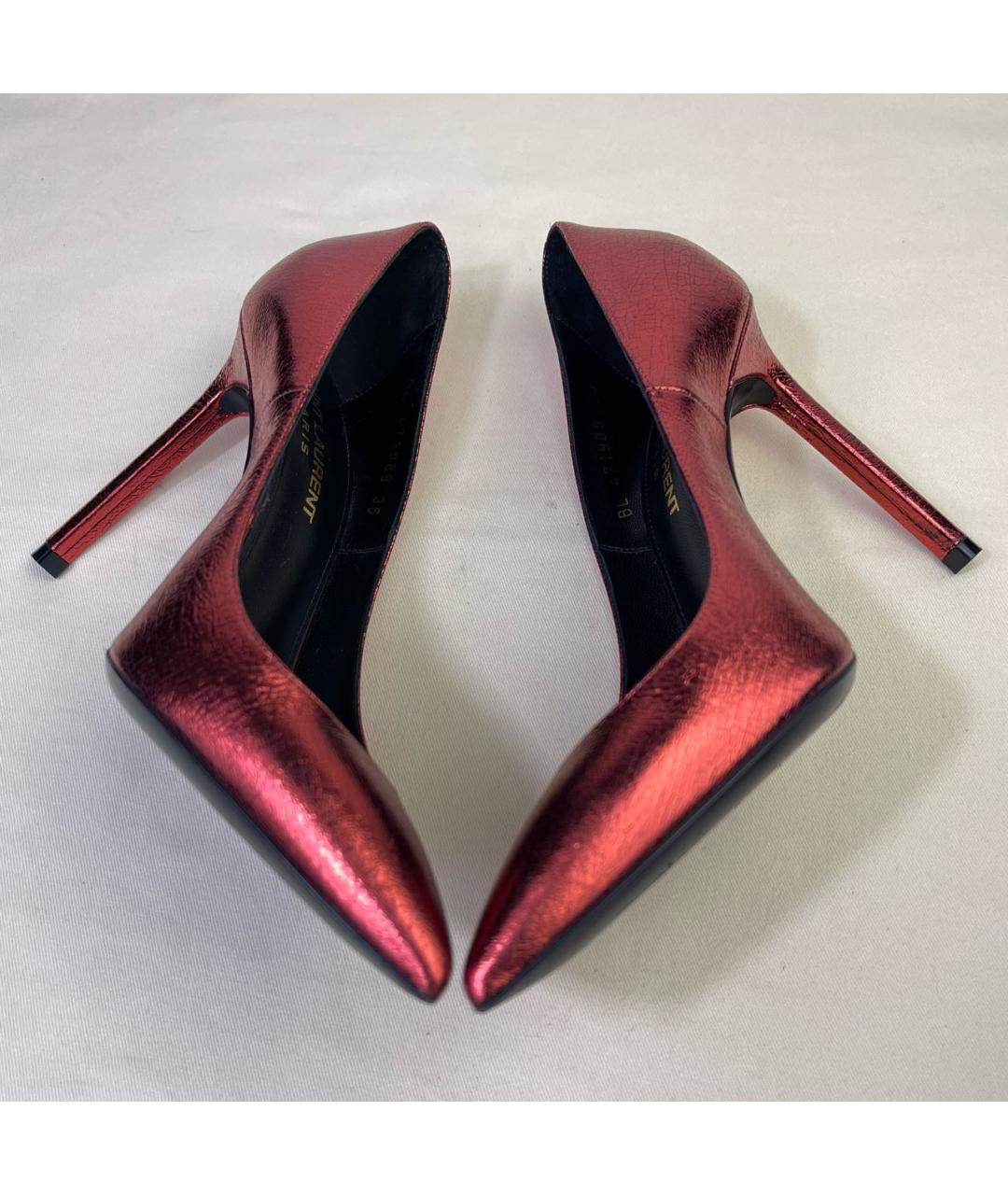 SAINT LAURENT Красные кожаные туфли, фото 6