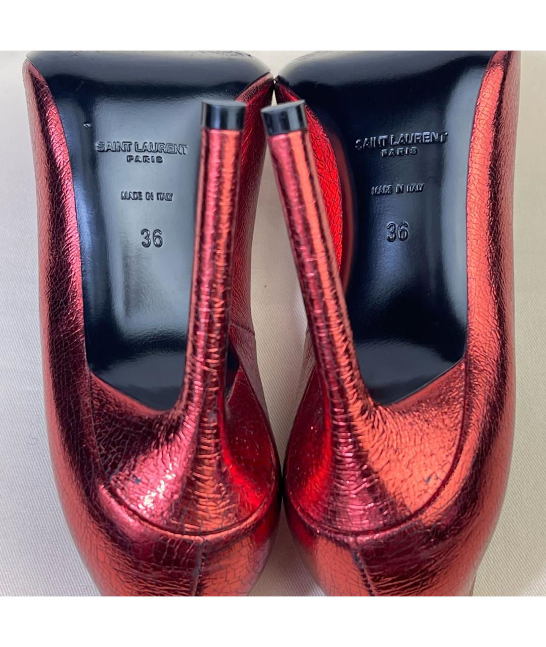 SAINT LAURENT Красные кожаные туфли, фото 8