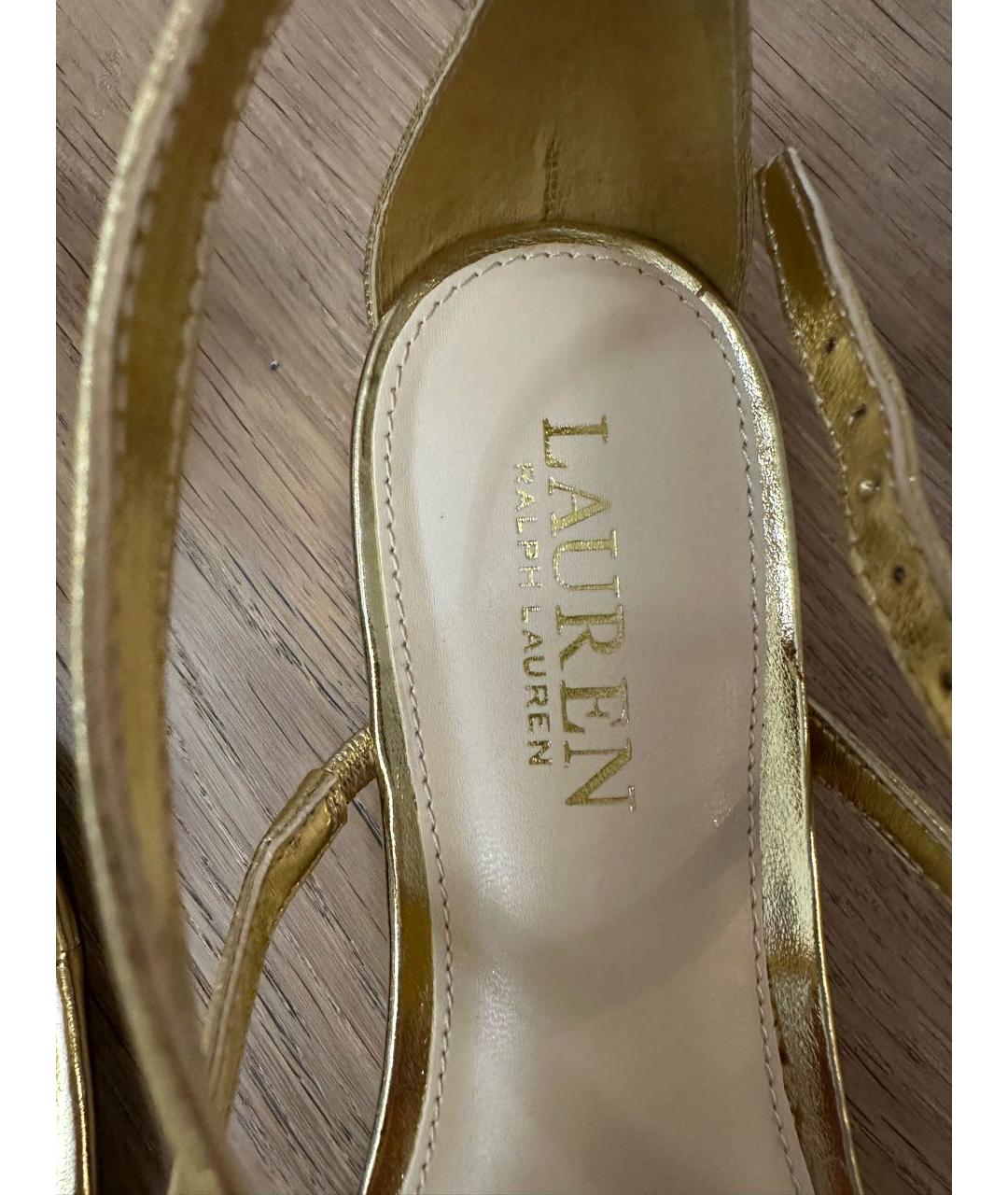POLO RALPH LAUREN Золотые кожаные сандалии, фото 6