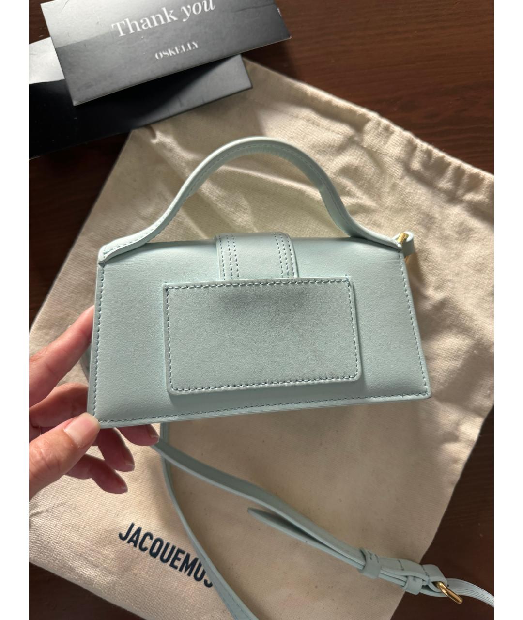 JACQUEMUS Голубая кожаная сумка через плечо, фото 4