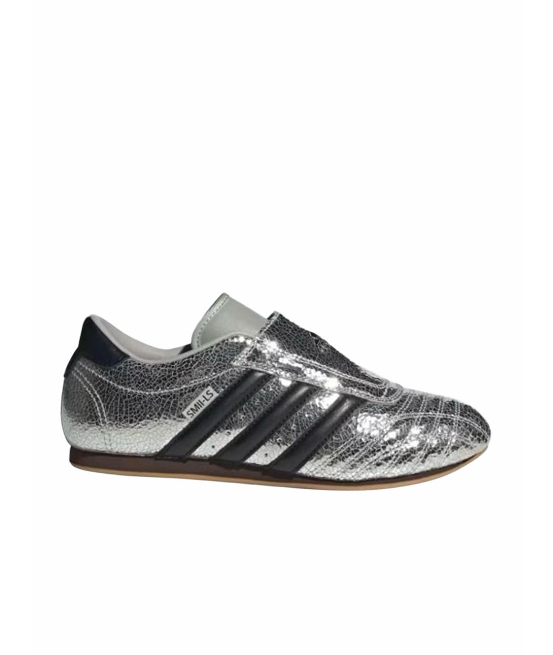 ADIDAS Серебряные кожаные низкие кроссовки / кеды, фото 1