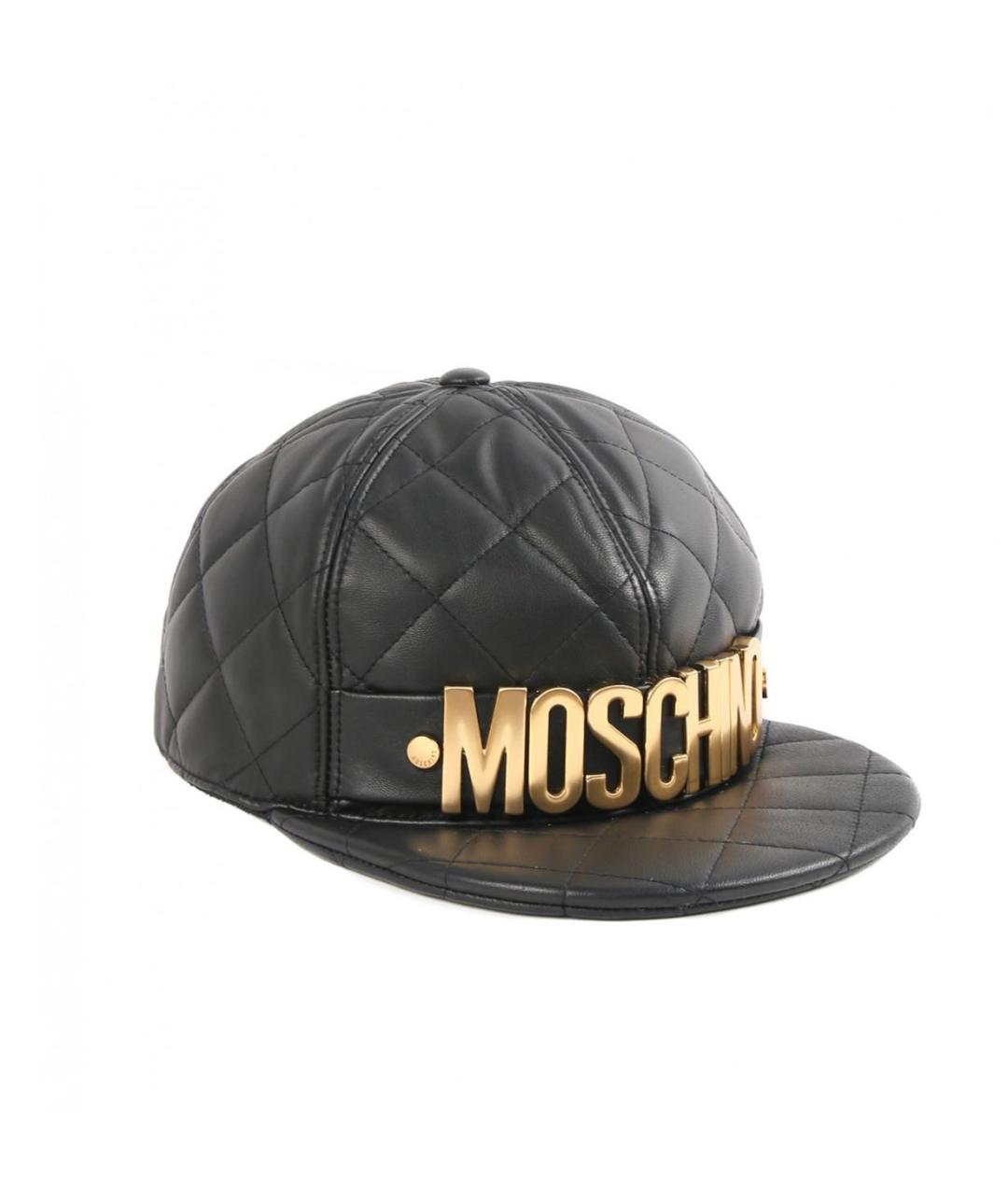MOSCHINO Черная кожаная кепка, фото 1