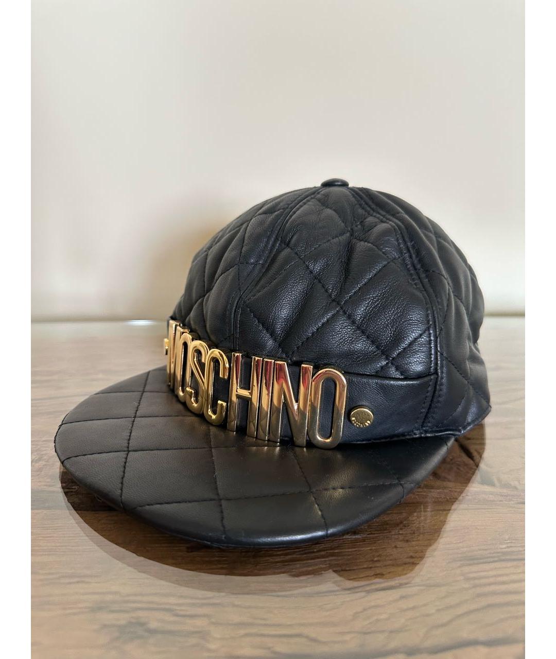 MOSCHINO Черная кожаная кепка, фото 3