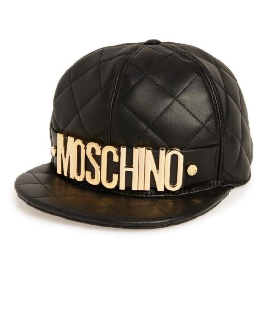 MOSCHINO Черная кожаная кепка, фото 6