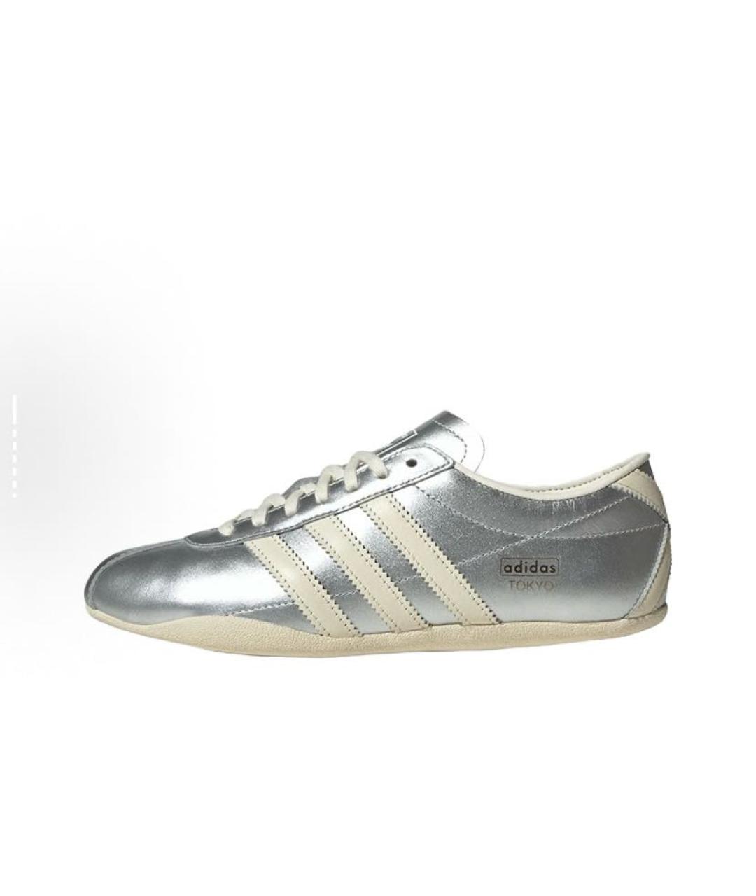 ADIDAS Серебряные кожаные низкие кроссовки / кеды, фото 5
