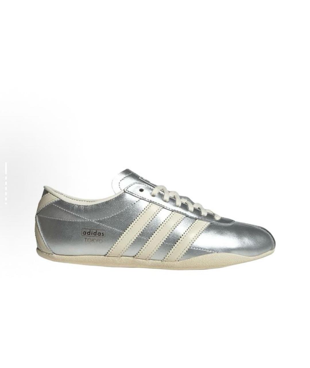 ADIDAS Серебряные кожаные низкие кроссовки / кеды, фото 7