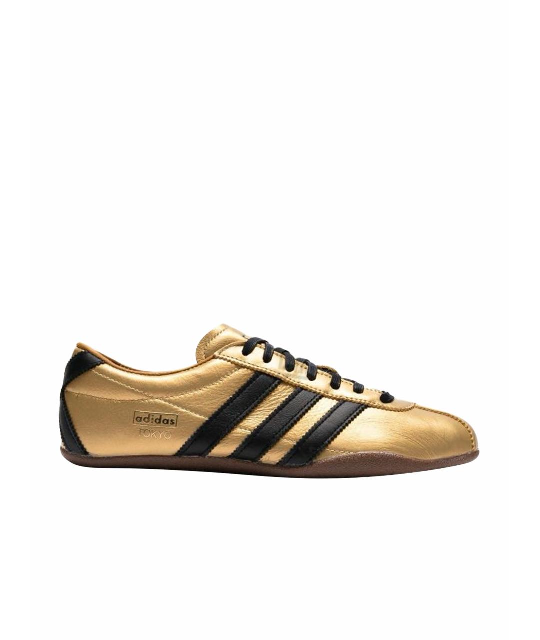 ADIDAS Золотые кожаные низкие кроссовки / кеды, фото 1