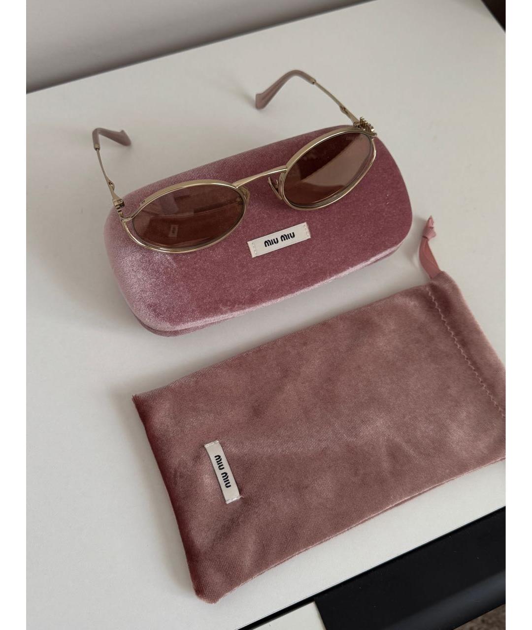 MIU MIU Бежевые металлические солнцезащитные очки, фото 2