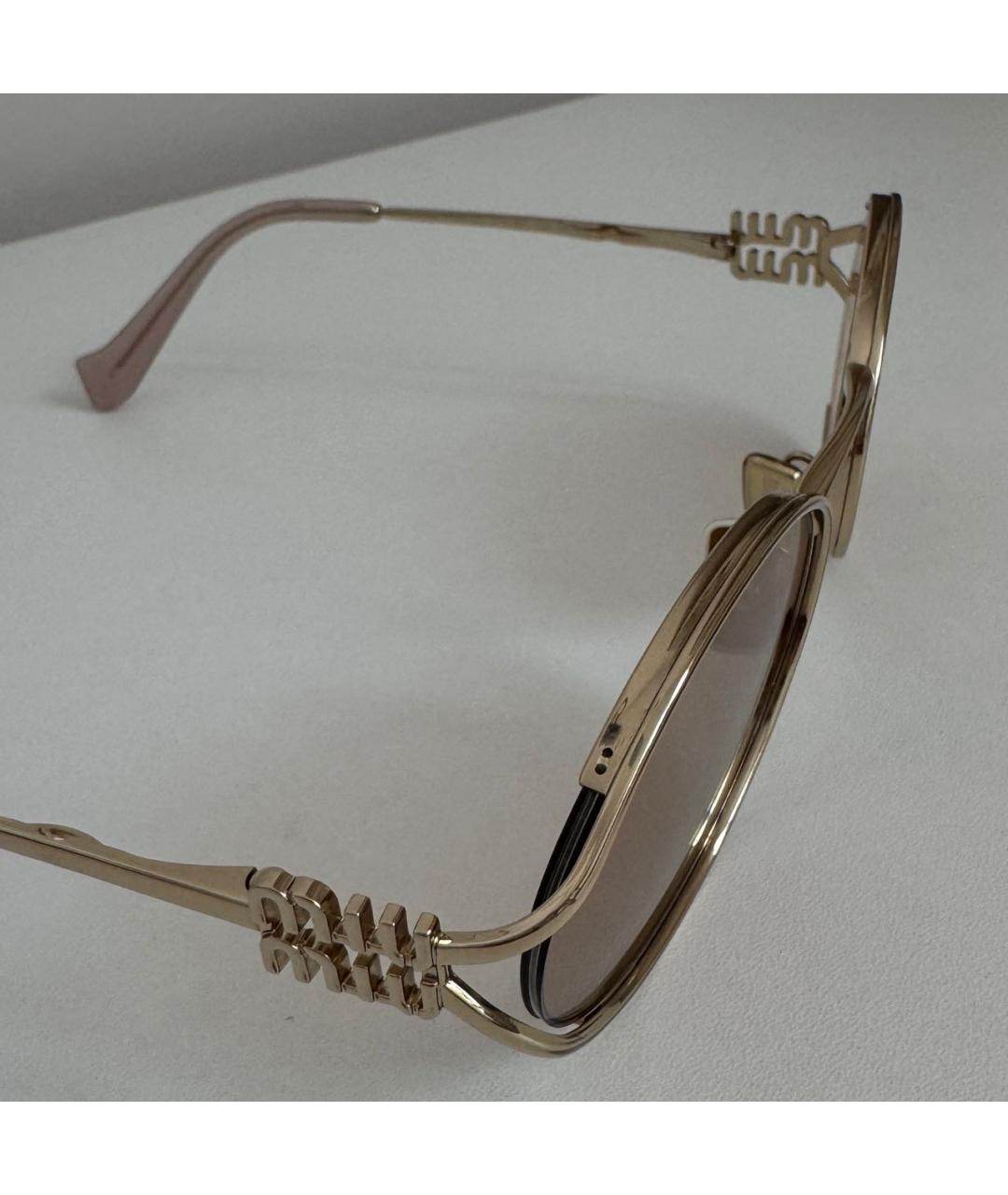 MIU MIU Бежевые металлические солнцезащитные очки, фото 3
