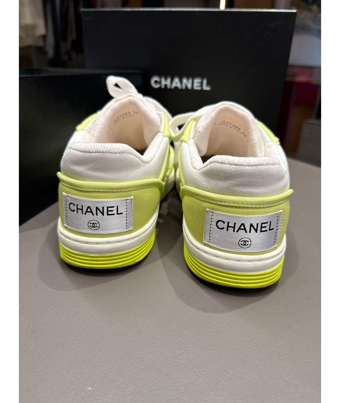 CHANEL Салатовые текстильные кеды, фото 4