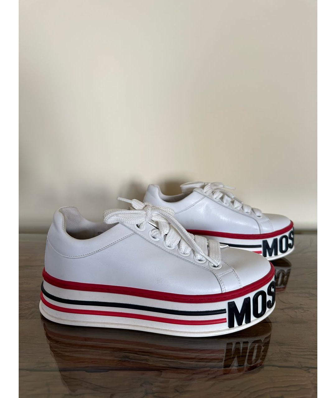 MOSCHINO Белые кожаные кроссовки, фото 2