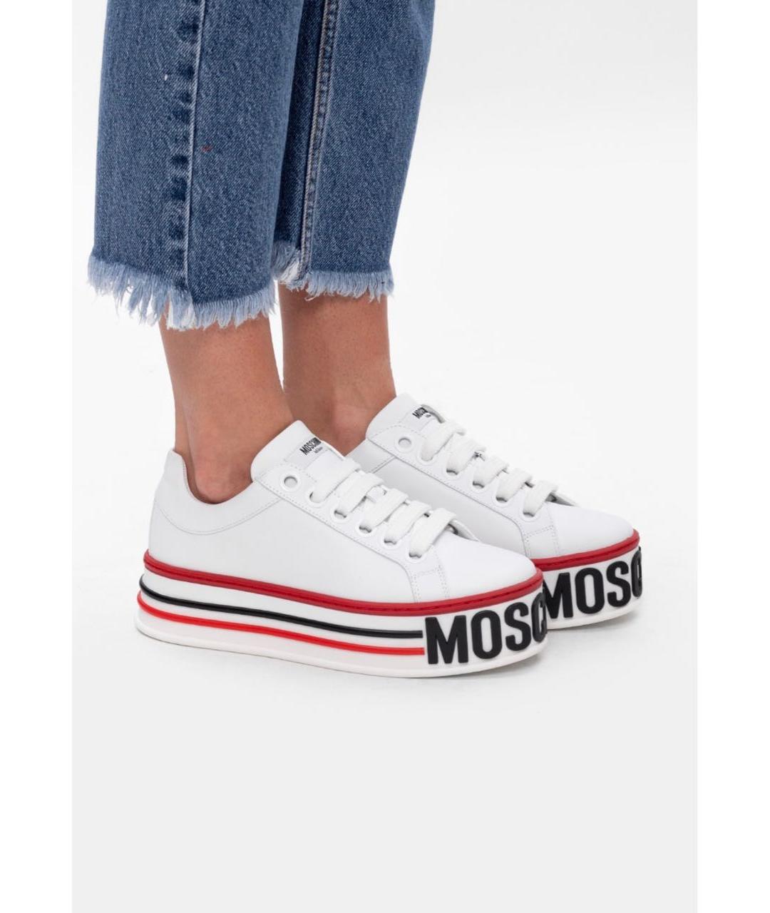 MOSCHINO Белые кожаные кроссовки, фото 8
