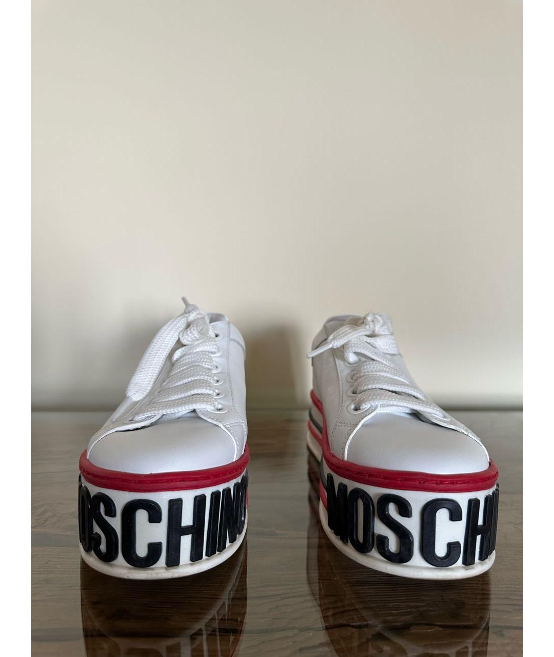 MOSCHINO Белые кожаные кроссовки, фото 3