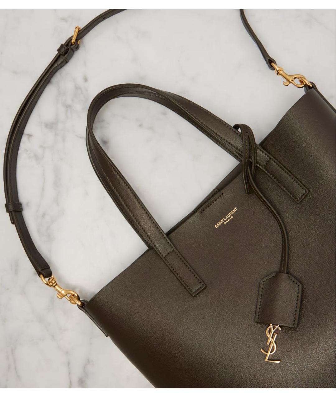 SAINT LAURENT Зеленая сумка тоут, фото 3