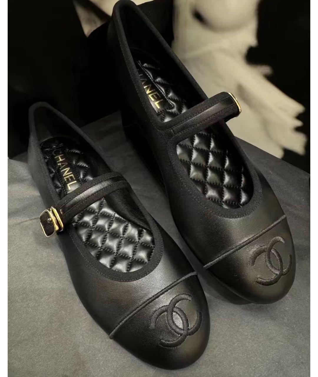 CHANEL Черные кожаные балетки, фото 6