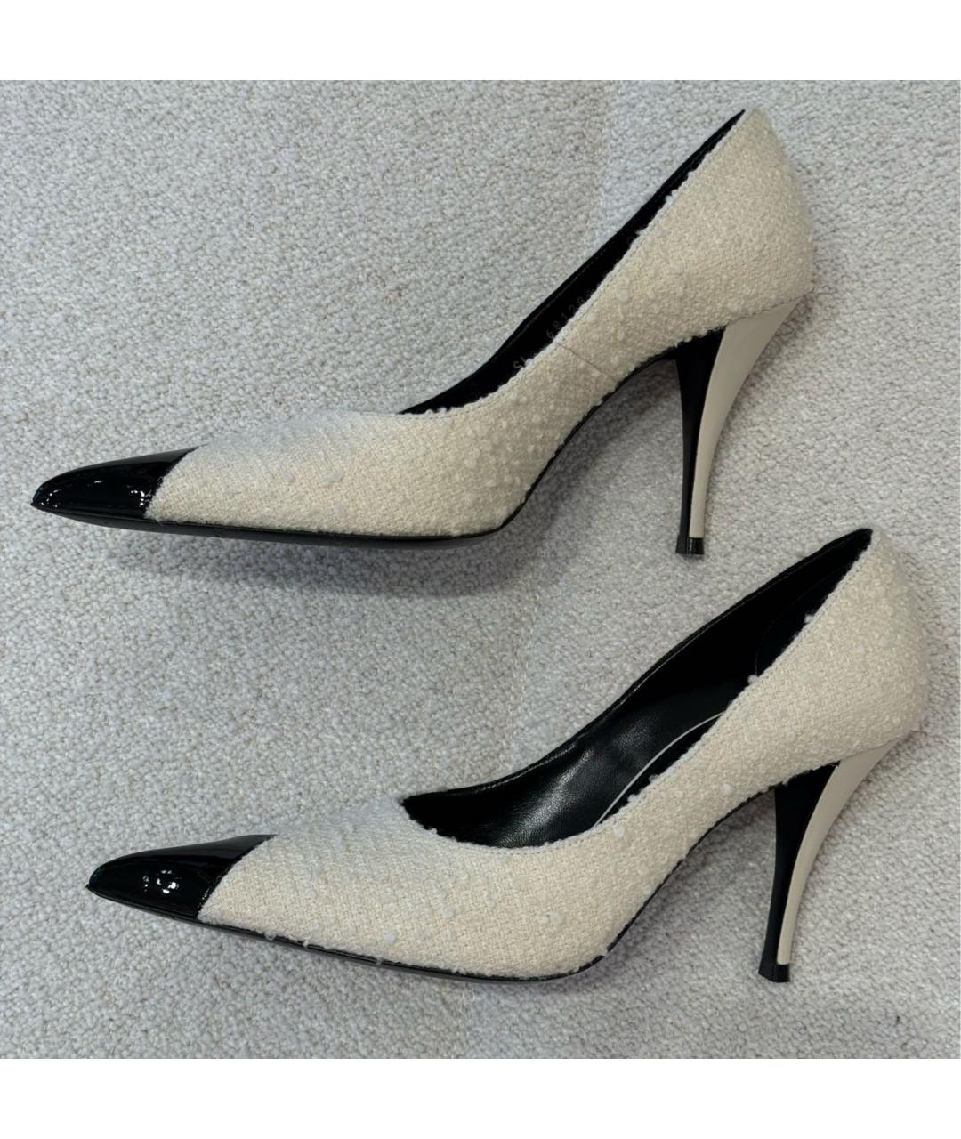 SAINT LAURENT Белые текстильные туфли, фото 7