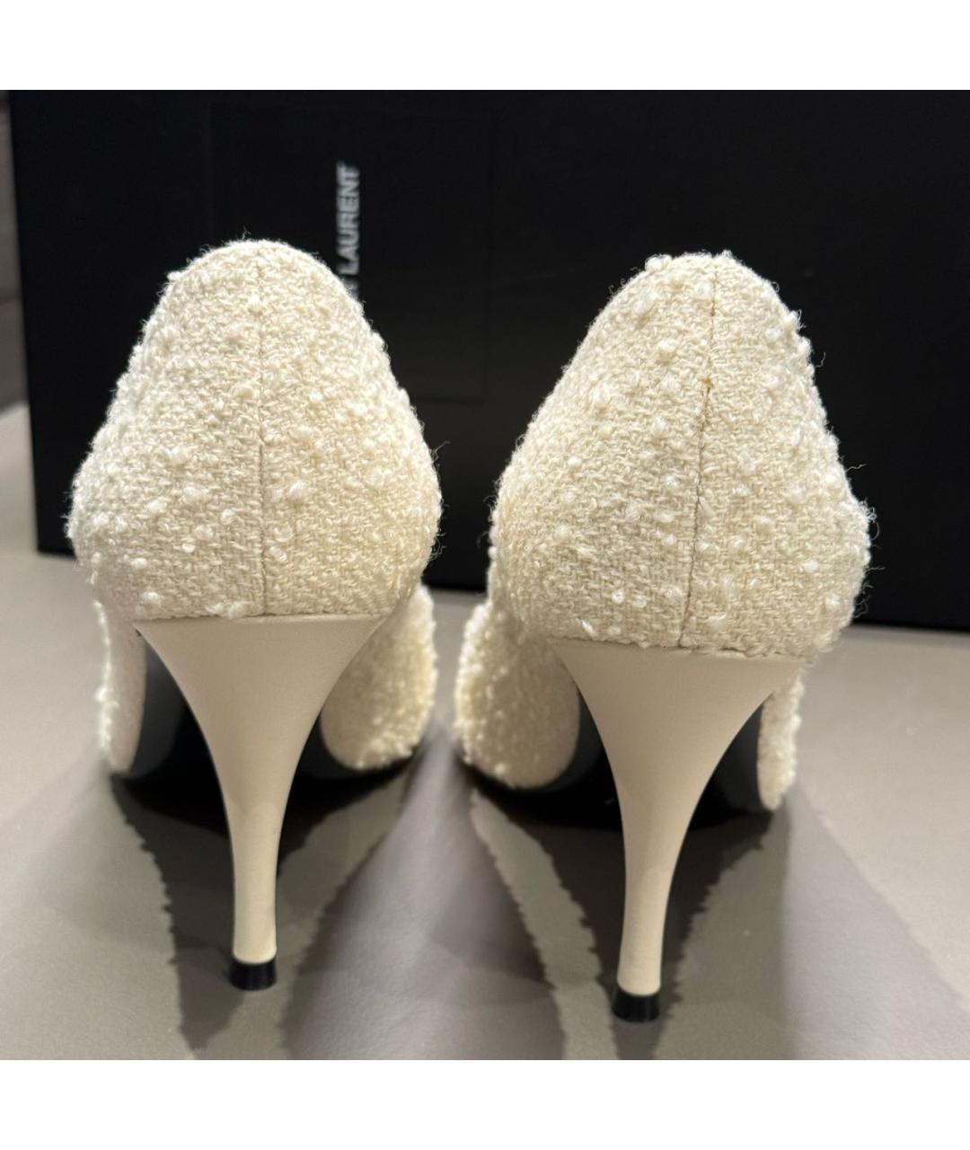 SAINT LAURENT Белые текстильные туфли, фото 4