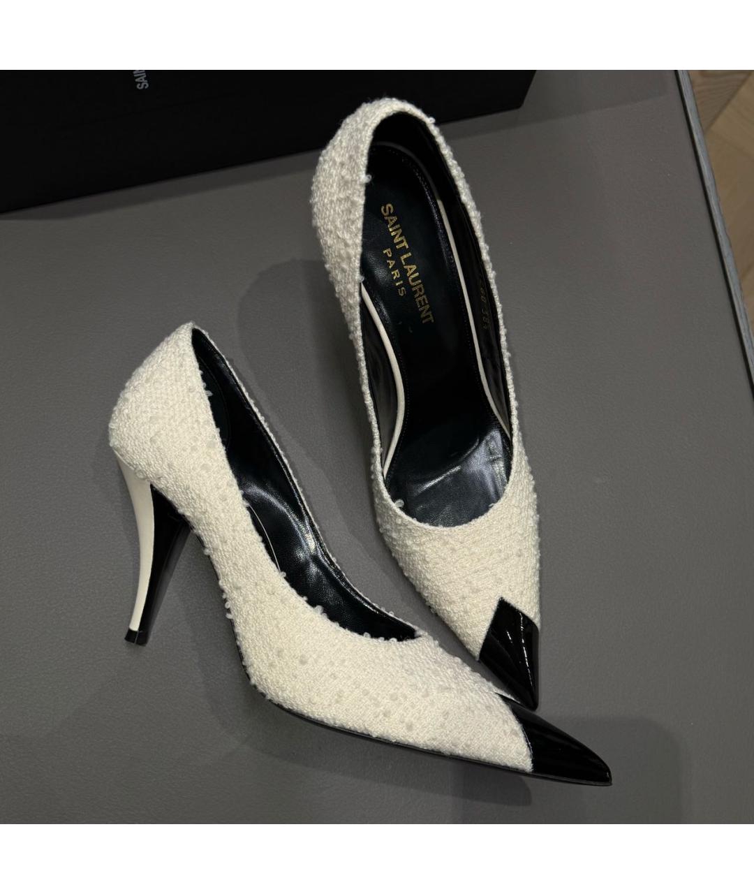 SAINT LAURENT Белые текстильные туфли, фото 6