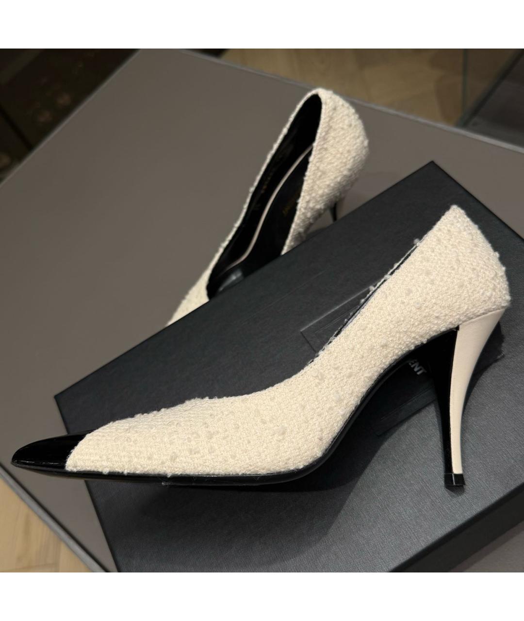 SAINT LAURENT Белые текстильные туфли, фото 5