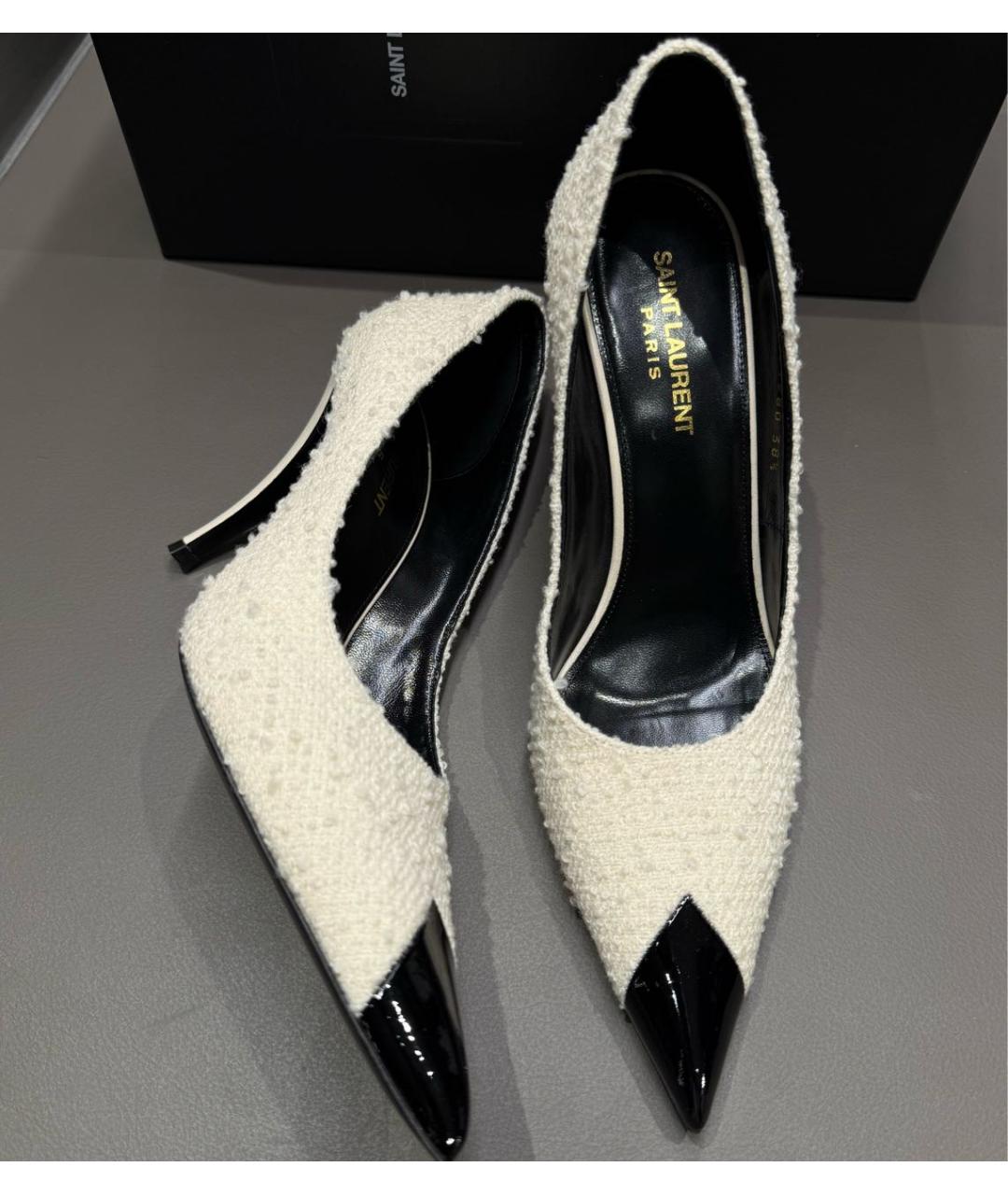 SAINT LAURENT Белые текстильные туфли, фото 3