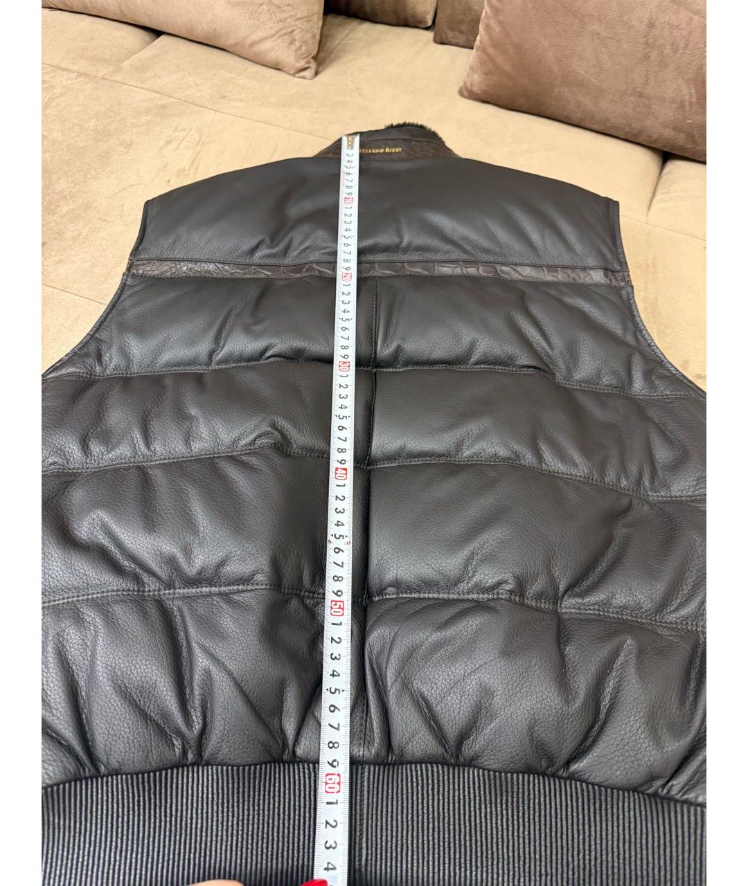 STEFANO RICCI Коричневый кожаный жилет, фото 6