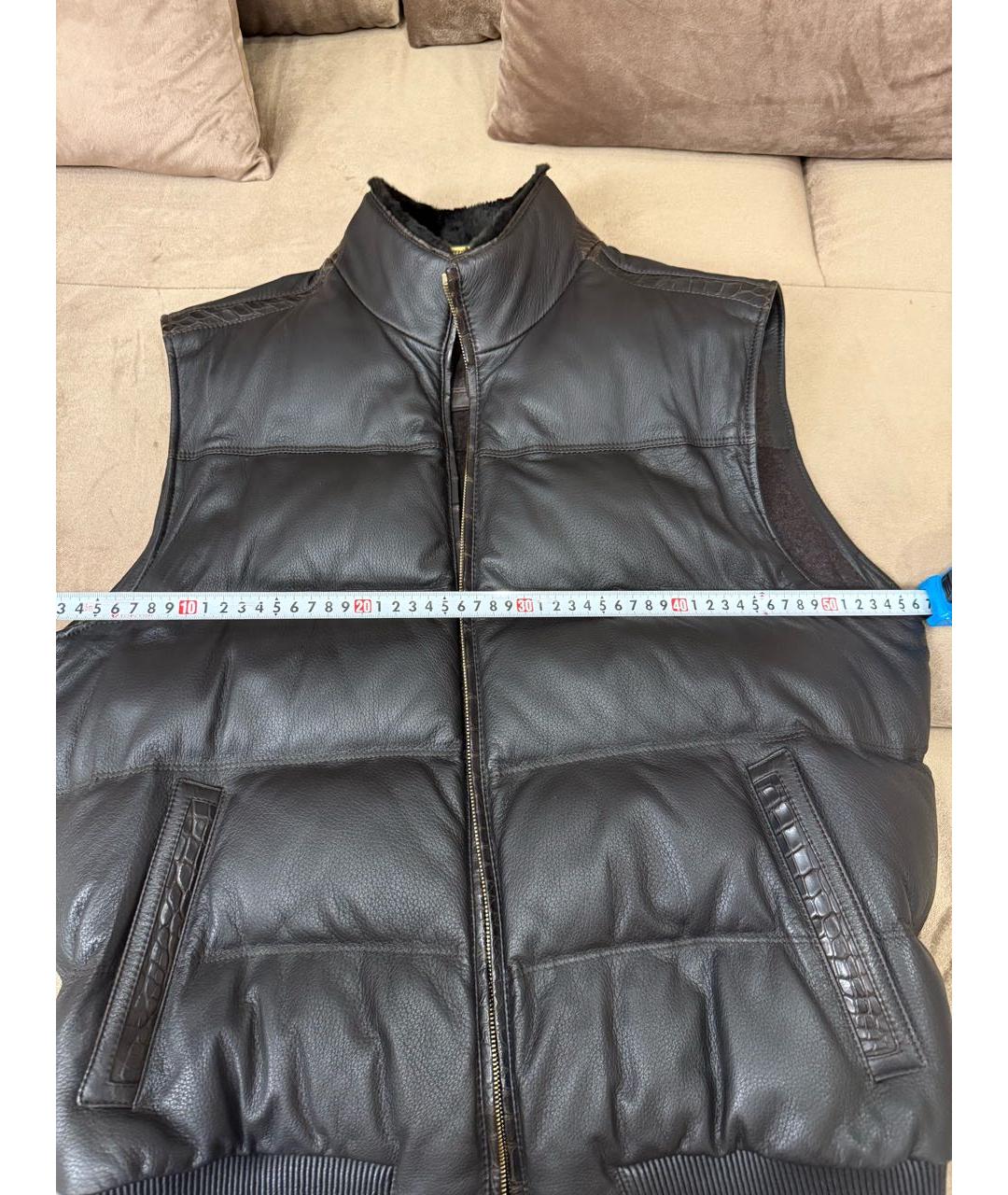STEFANO RICCI Коричневый кожаный жилет, фото 7