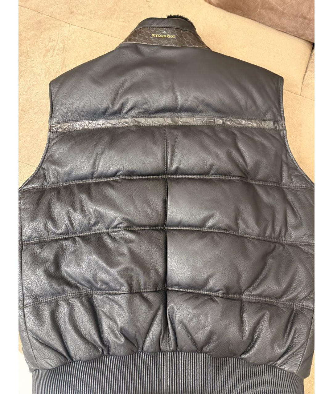 STEFANO RICCI Коричневый кожаный жилет, фото 5