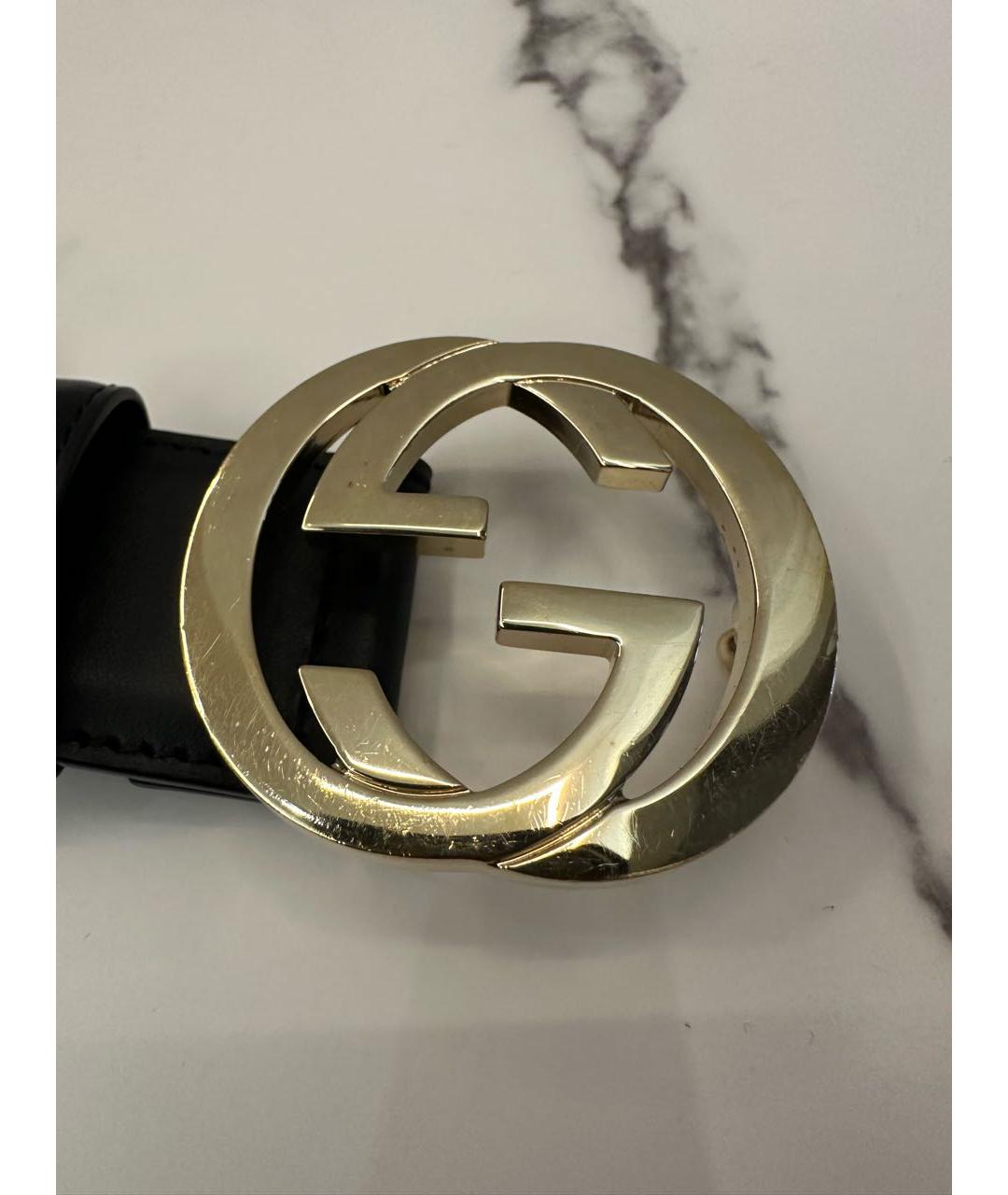 GUCCI Черный кожаный ремень, фото 4