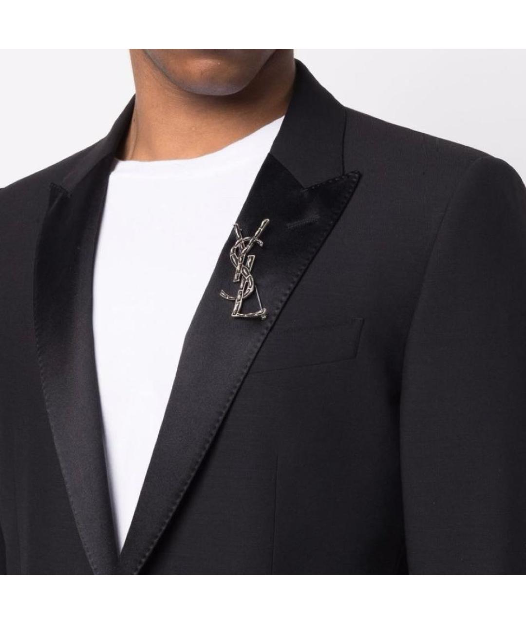 SAINT LAURENT Серая латунная булавка / брошь, фото 4