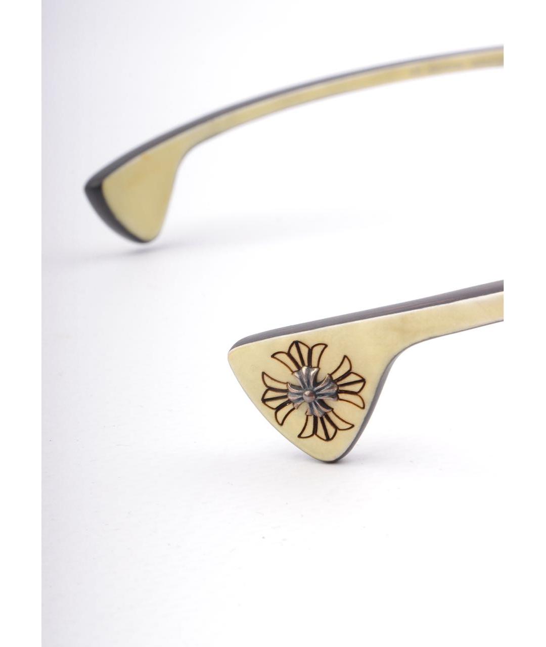 CHROME HEARTS Бежевые металлические солнцезащитные очки, фото 4