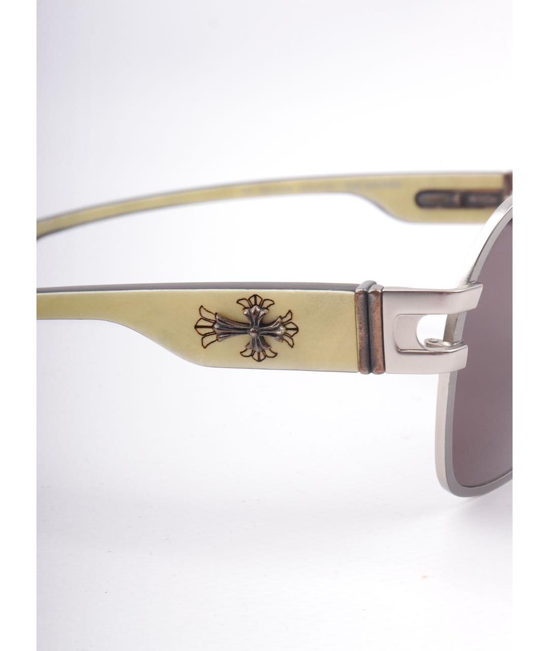 CHROME HEARTS Бежевые металлические солнцезащитные очки, фото 5