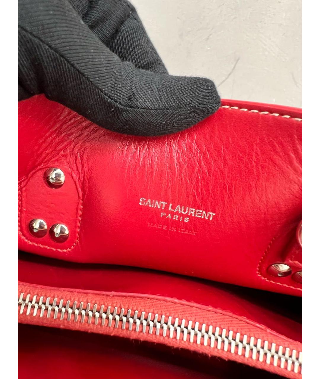SAINT LAURENT Красная кожаная сумка тоут, фото 8