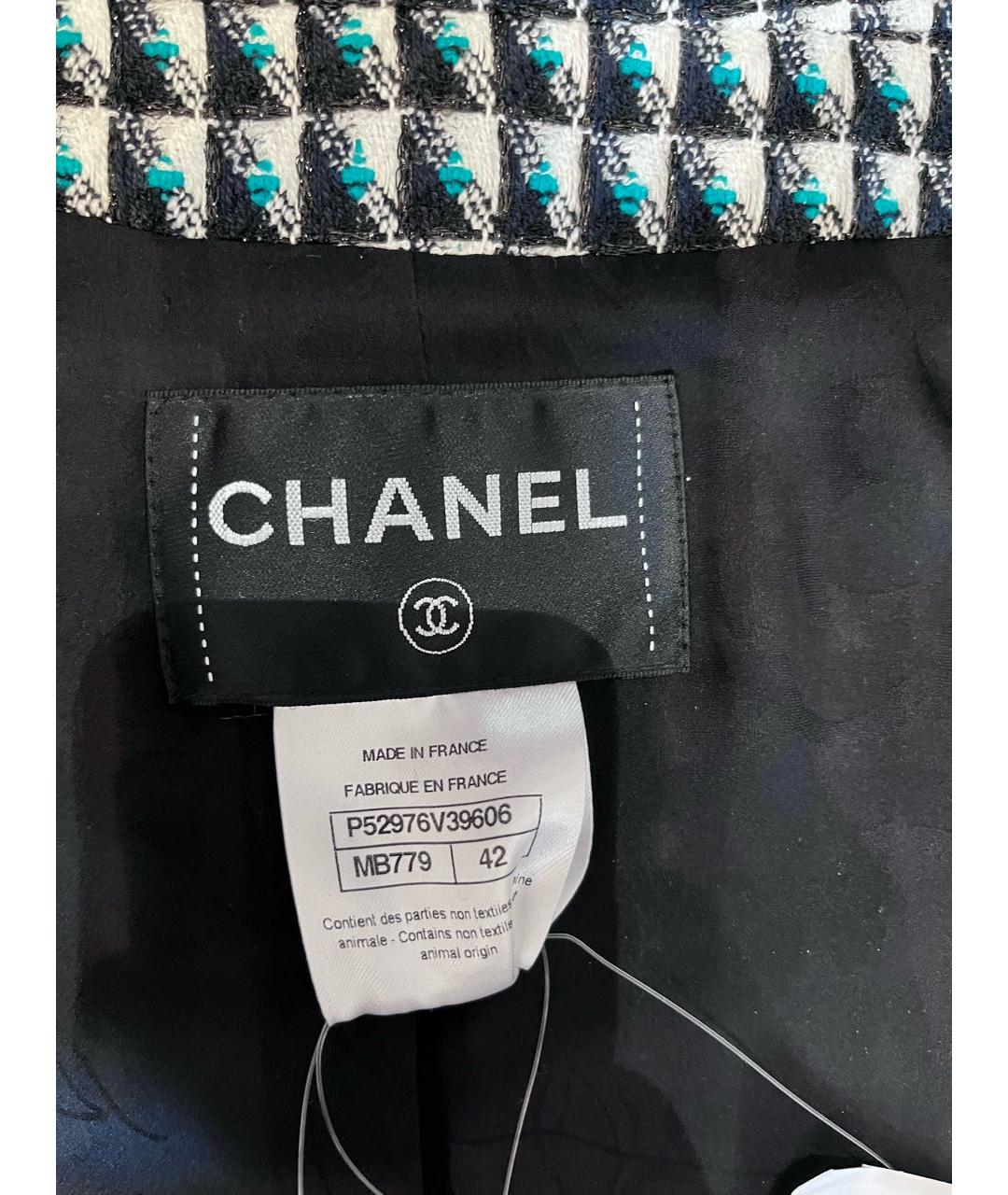 CHANEL Бирюзовый хлопковый жакет/пиджак, фото 3