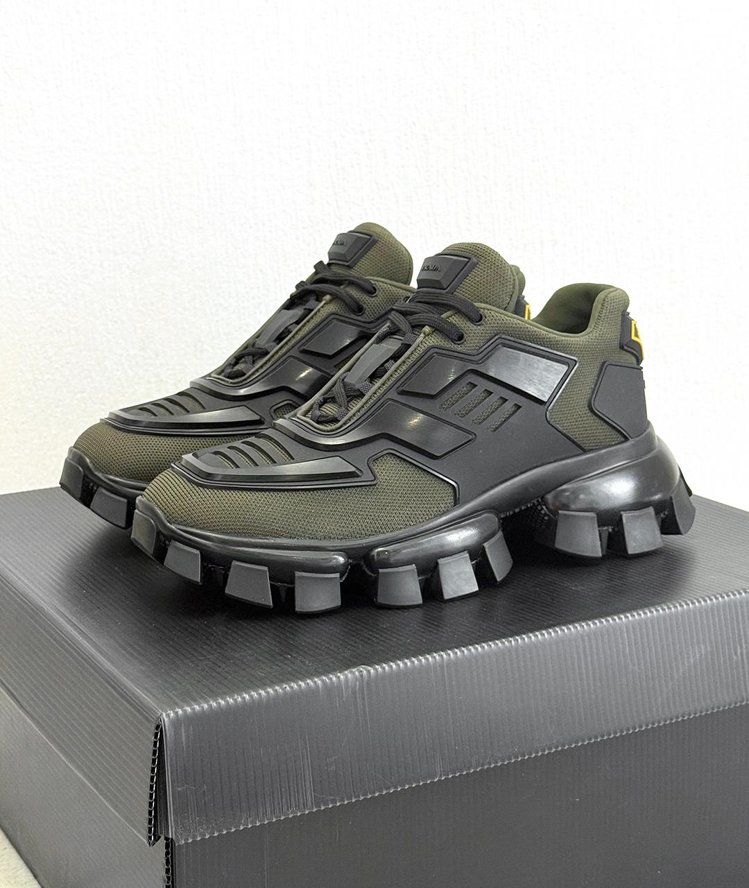 PRADA Хаки низкие кроссовки / кеды, фото 2