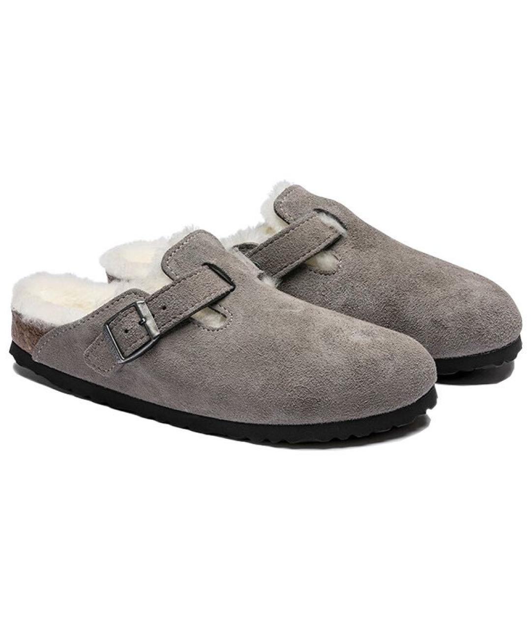 BIRKENSTOCK Серые замшевые сабо, фото 2