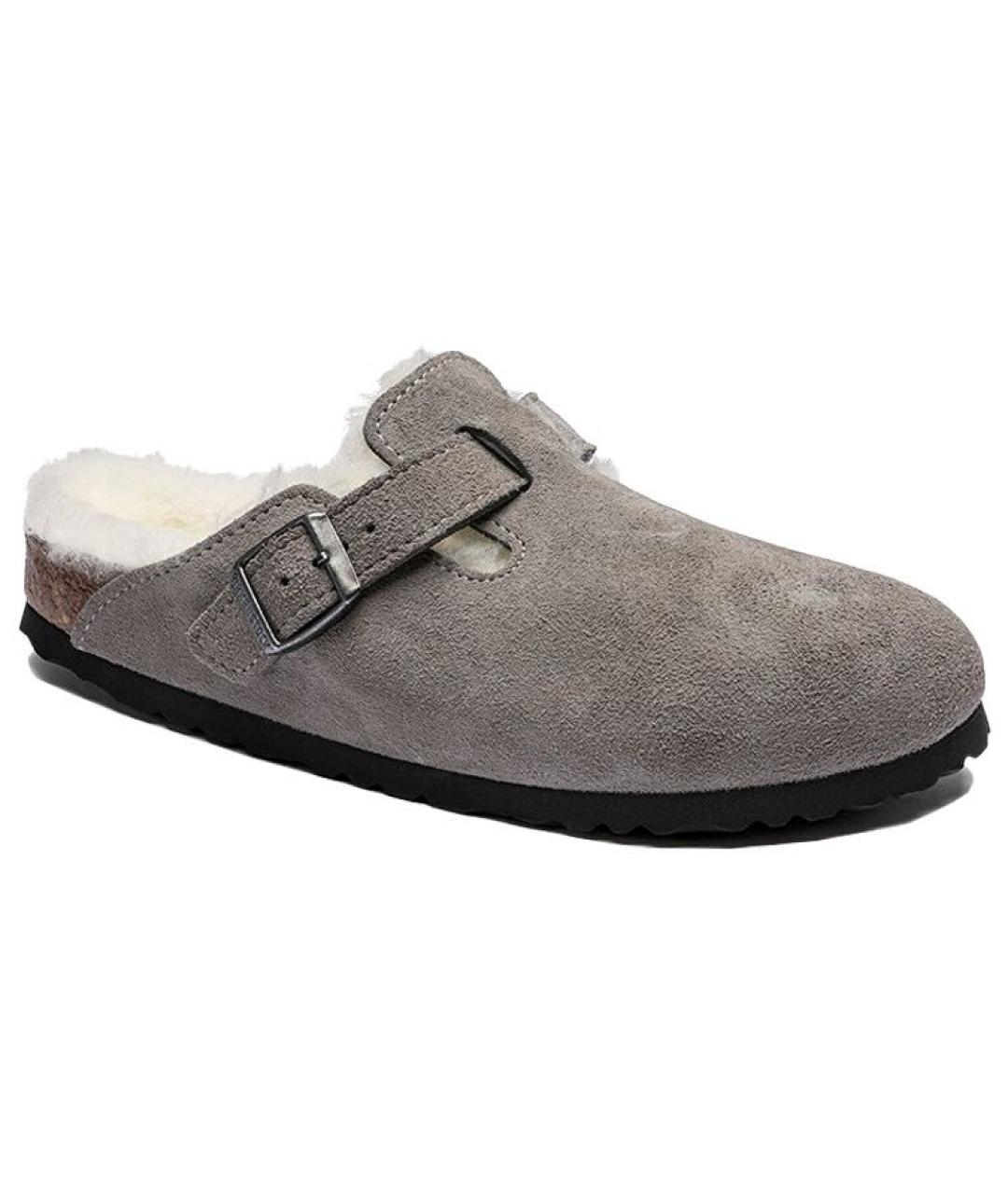 BIRKENSTOCK Серые замшевые сабо, фото 1