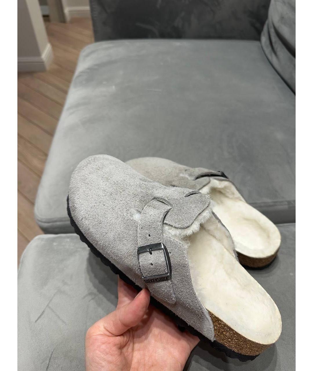 BIRKENSTOCK Серые замшевые сабо, фото 5
