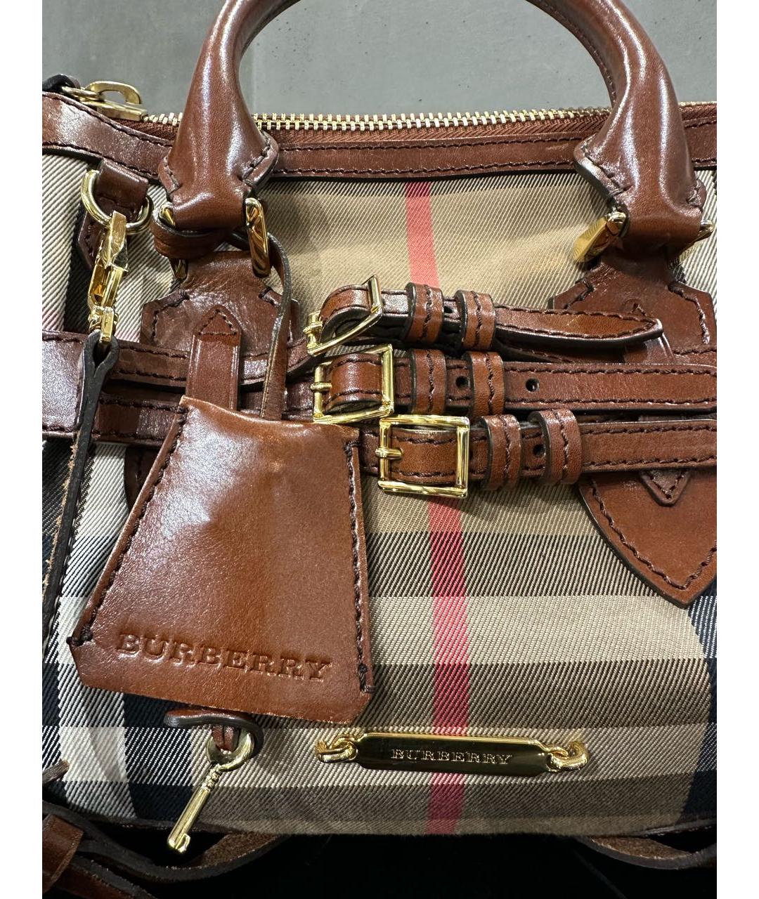 BURBERRY Бежевая кожаная сумка тоут, фото 8