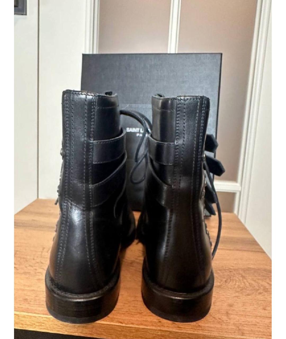 SAINT LAURENT Черные кожаные ботинки, фото 4
