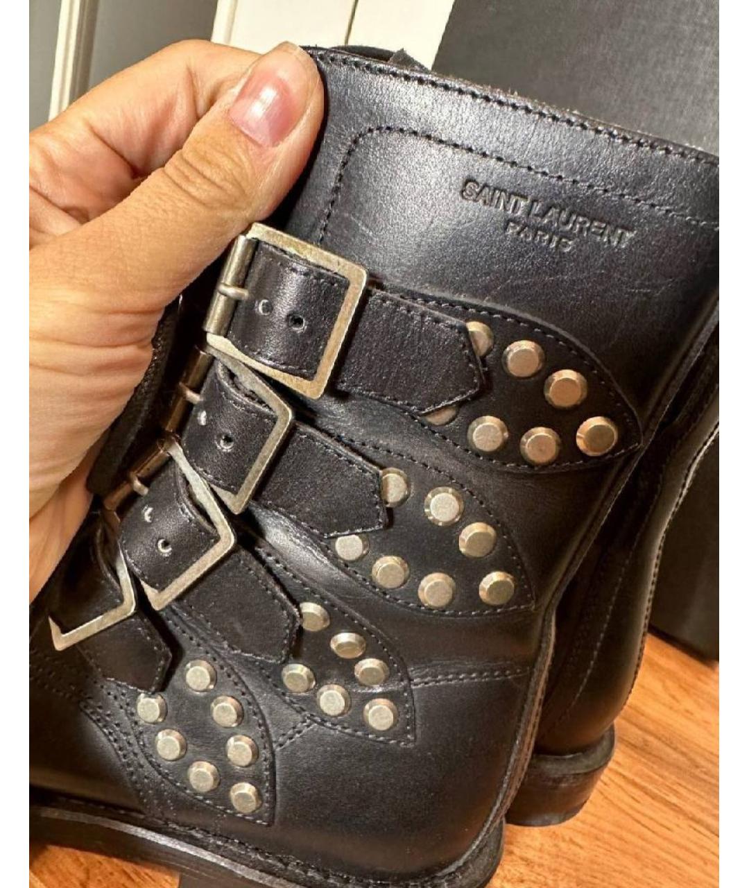 SAINT LAURENT Черные кожаные ботинки, фото 7