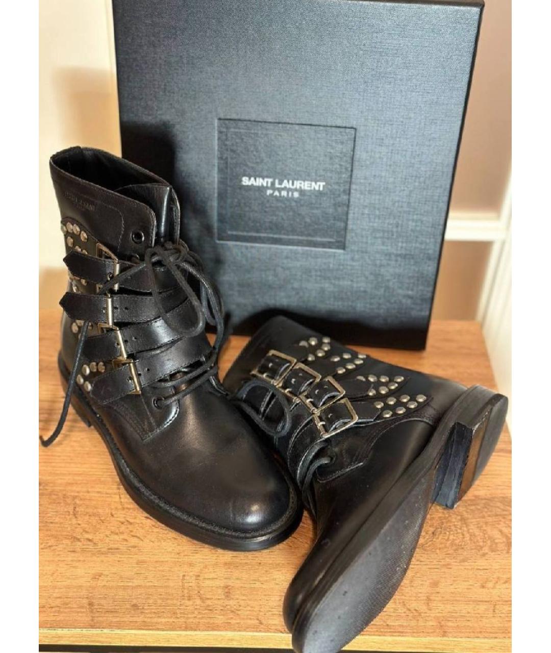 SAINT LAURENT Черные кожаные ботинки, фото 6