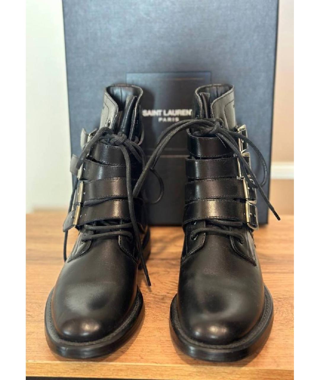 SAINT LAURENT Черные кожаные ботинки, фото 2