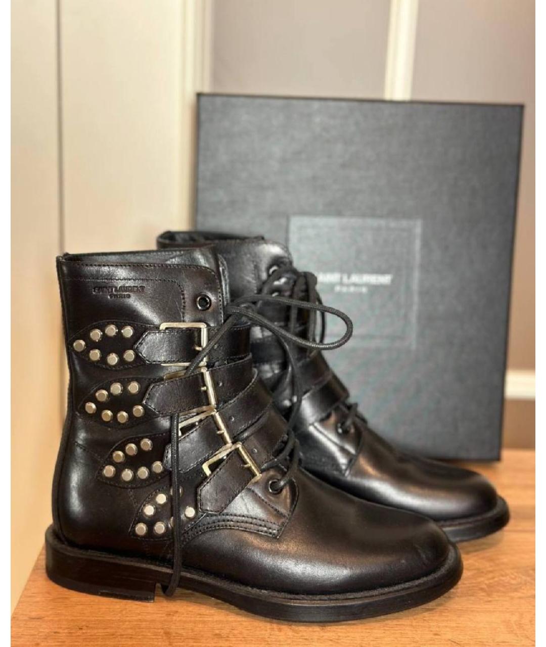 SAINT LAURENT Черные кожаные ботинки, фото 8
